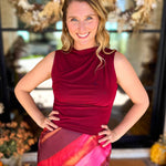 Sleek & Chic Pomegranate Sleeveless Blouse-200 Fashion Blouses-DRESS FORUM-July & June Women's Fashion Boutique Located in San Antonio, Texas