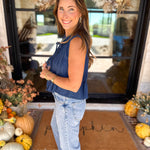 PINK FRIDAY DOORBUSTERS - Denim Pin-Tuck Tank - ONLINE - FINAL SALE-PINK FRIDAY DOORBUSTERS-BLU PEPPER-July & June Women's Fashion Boutique Located in San Antonio, Texas
