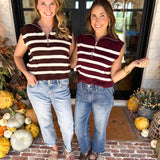PINK FRIDAY DOORBUSTERS - Half Zip Sweater - Maroon - ONLINE - FINAL SALE-PINK FRIDAY DOORBUSTERS-DOUBLE ZERO-July & June Women's Fashion Boutique Located in San Antonio, Texas