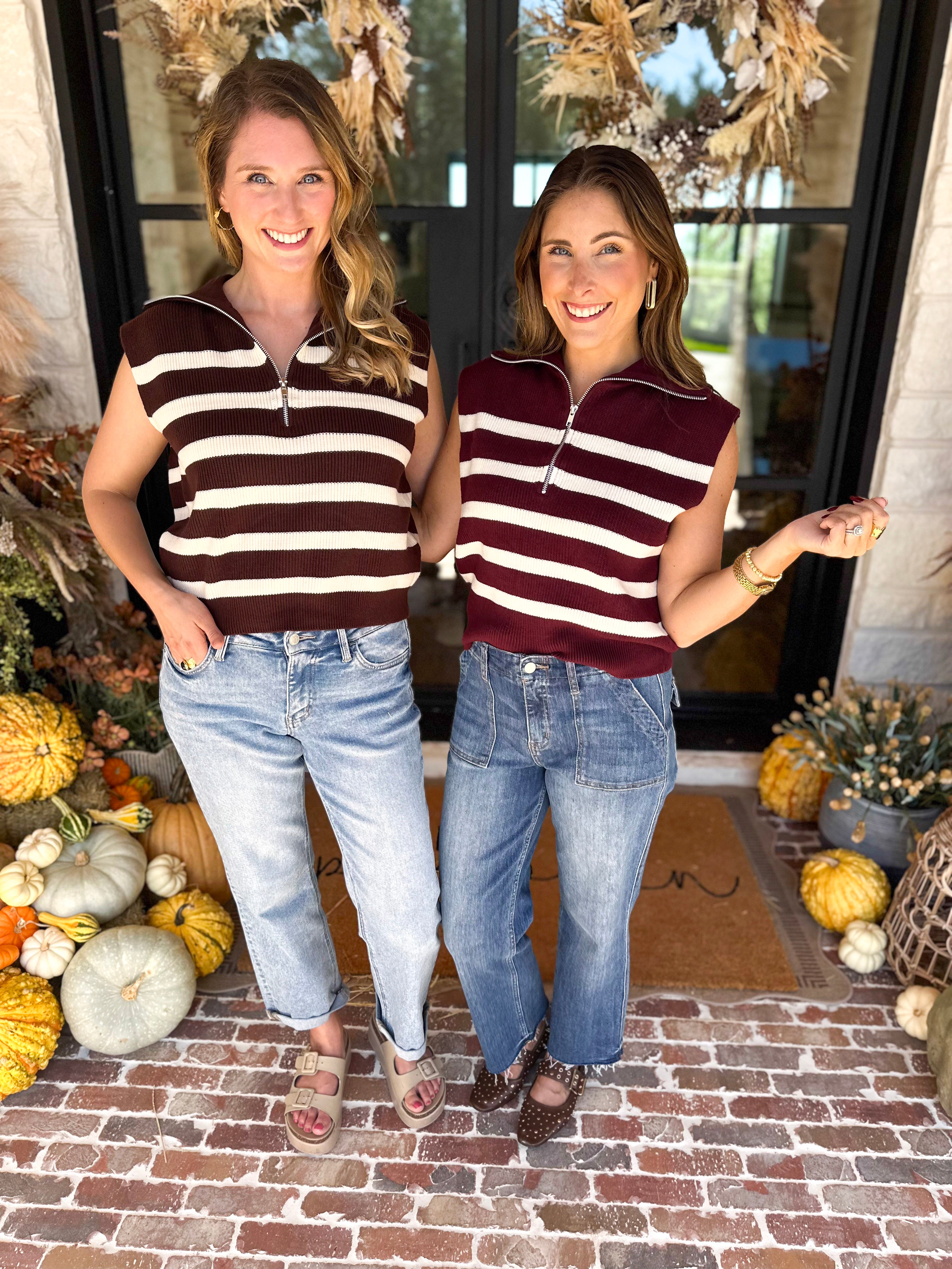 PINK FRIDAY DOORBUSTERS - Half Zip Sweater - Maroon - ONLINE - FINAL SALE-PINK FRIDAY DOORBUSTERS-DOUBLE ZERO-July & June Women's Fashion Boutique Located in San Antonio, Texas