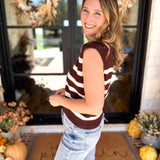 PINK FRIDAY DOORBUSTERS - Half Zip Sweater - Brown - ONLINE - FINAL SALE-PINK FRIDAY DOORBUSTERS-DOUBLE ZERO-July & June Women's Fashion Boutique Located in San Antonio, Texas