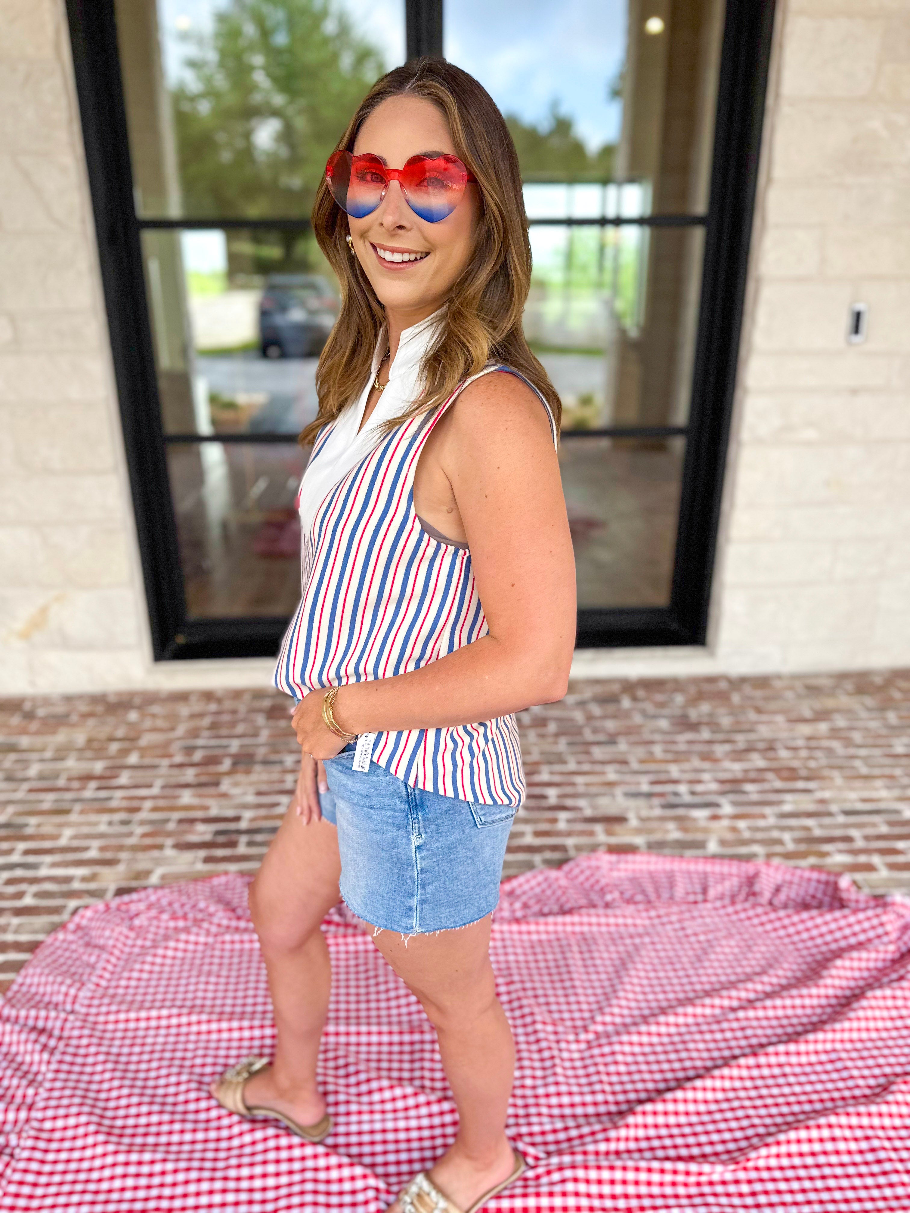 Summer Stripe Elevated Tank-200 Fashion Blouses-ENTRO-July & June Women's Fashion Boutique Located in San Antonio, Texas