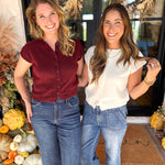 PINK FRIDAY DOORBUSTERS - Short Sleeve Cardigan - Ivory - ONLINE - FINAL SALE-PINK FRIDAY DOORBUSTERS-BLU PEPPER-July & June Women's Fashion Boutique Located in San Antonio, Texas