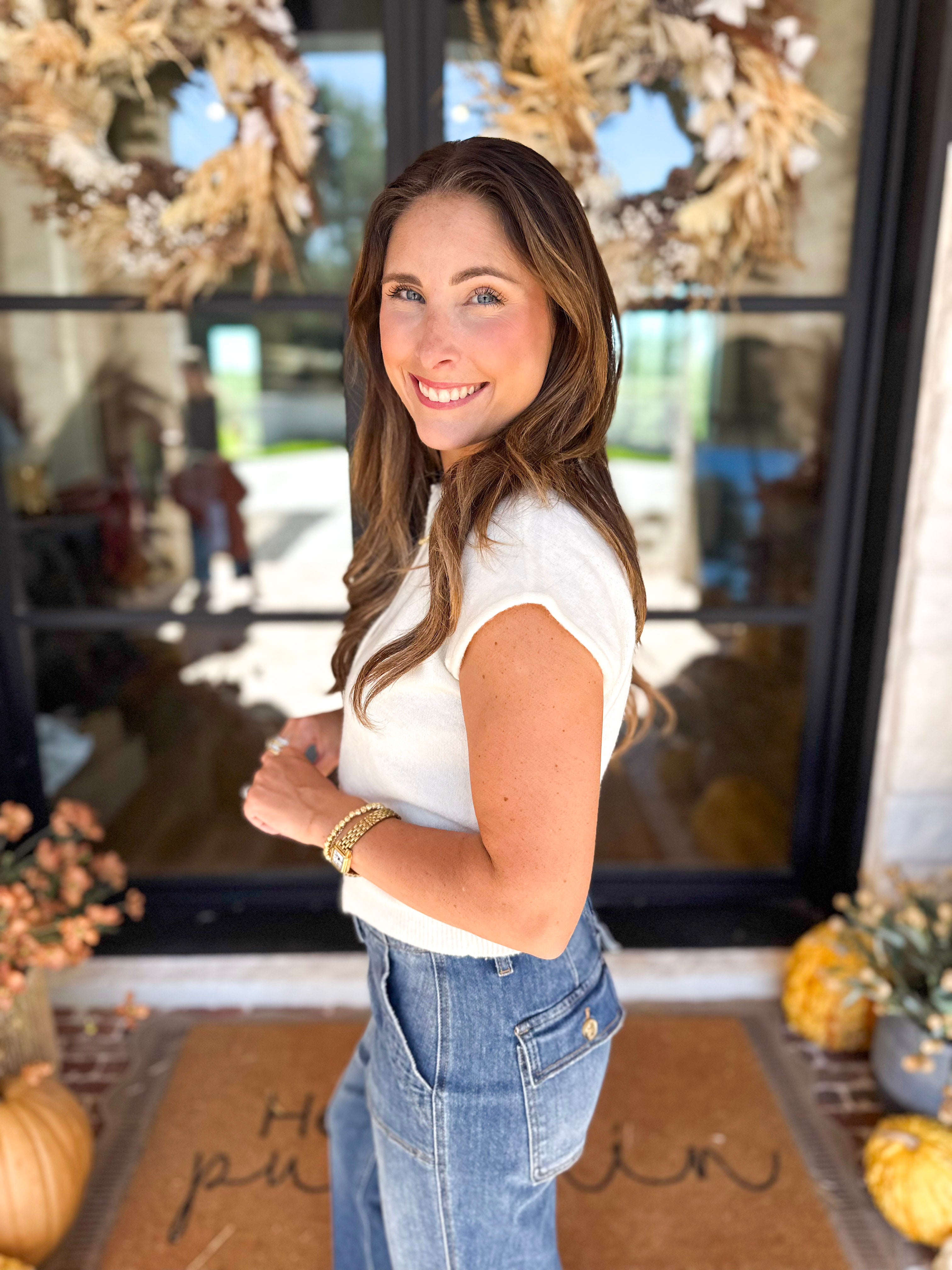 PINK FRIDAY DOORBUSTERS - Short Sleeve Cardigan - Ivory - ONLINE - FINAL SALE-PINK FRIDAY DOORBUSTERS-BLU PEPPER-July & June Women's Fashion Boutique Located in San Antonio, Texas