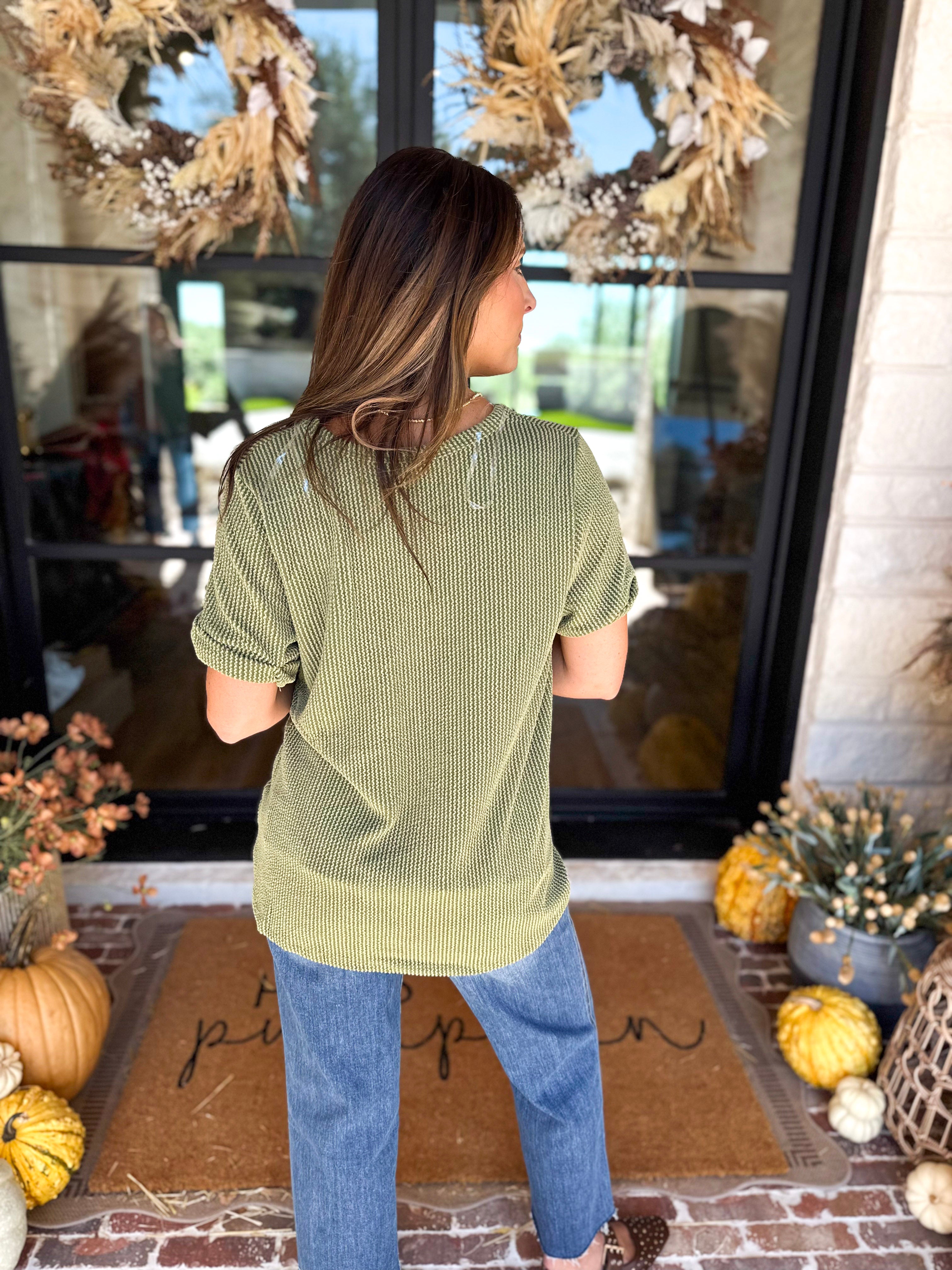 PINK FRIDAY DOORBUSTERS - Ribbed Top - Olive - ONLINE - FINAL SALE-PINK FRIDAY DOORBUSTERS-ENTRO-July & June Women's Fashion Boutique Located in San Antonio, Texas