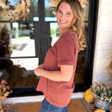 PINK FRIDAY DOORBUSTERS - Ribbed Top - Rust - ONLINE - FINAL SALE-PINK FRIDAY DOORBUSTERS-ENTRO-July & June Women's Fashion Boutique Located in San Antonio, Texas