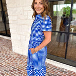 Mary Square - Jema Gingham Navy Mix Midi Dress-500 Midi-MARY SQUARE-July & June Women's Fashion Boutique Located in San Antonio, Texas