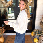 PINK FRIDAY DOORBUSTERS - Henley Polo Top - Cream - ONLINE - FINAL SALE-PINK FRIDAY DOORBUSTERS-DOUBLE ZERO-July & June Women's Fashion Boutique Located in San Antonio, Texas