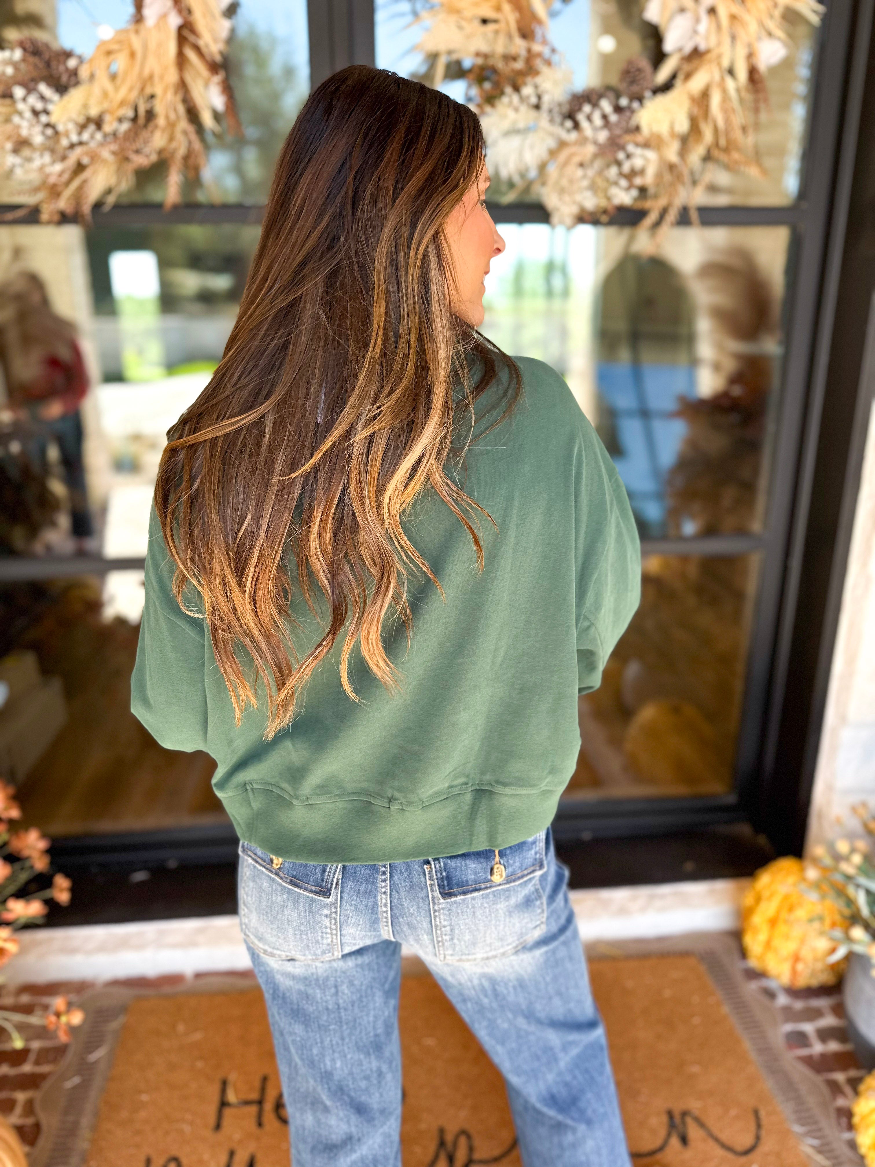PINK FRIDAY DOORBUSTERS - Henley Polo Top - Green - ONLINE - FINAL SALE-PINK FRIDAY DOORBUSTERS-DOUBLE ZERO-July & June Women's Fashion Boutique Located in San Antonio, Texas