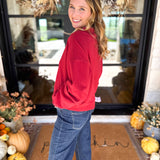 PINK FRIDAY DOORBUSTERS - Henley Polo Top - Red - ONLINE - FINAL SALE-PINK FRIDAY DOORBUSTERS-DOUBLE ZERO-July & June Women's Fashion Boutique Located in San Antonio, Texas