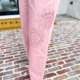 Blush Crochet Denim Pants-400 Pants-ENTRO-July & June Women's Fashion Boutique Located in San Antonio, Texas