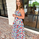 Summer In Bloom Midi Dress-500 Midi-SKIES ARE BLUE-July & June Women's Fashion Boutique Located in San Antonio, Texas