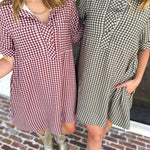 Fall Transition Mini Dress - Red Bean-510 Mini-ENTRO-July & June Women's Fashion Boutique Located in San Antonio, Texas