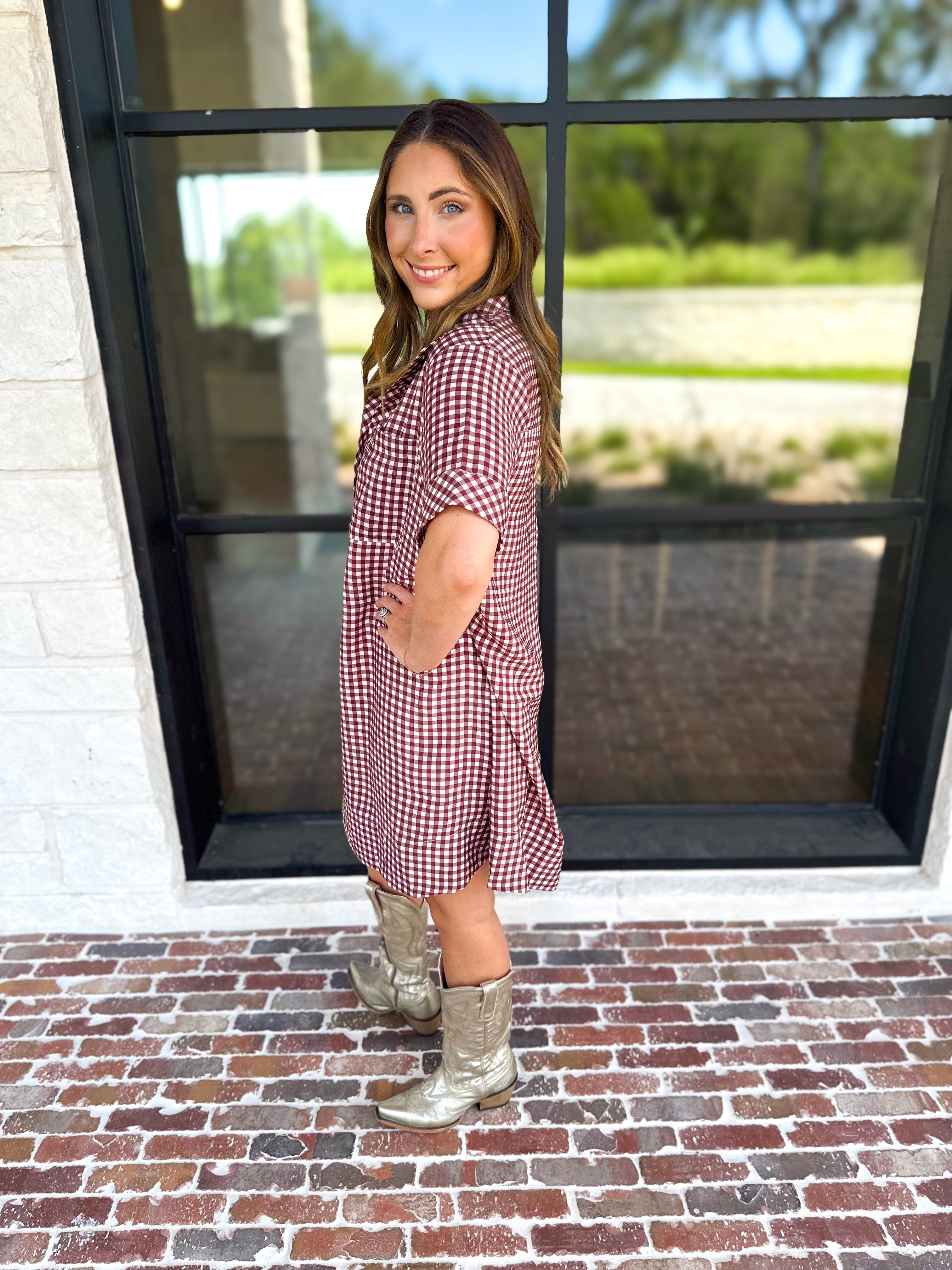 Fall Transition Mini Dress - Red Bean-510 Mini-ENTRO-July & June Women's Fashion Boutique Located in San Antonio, Texas