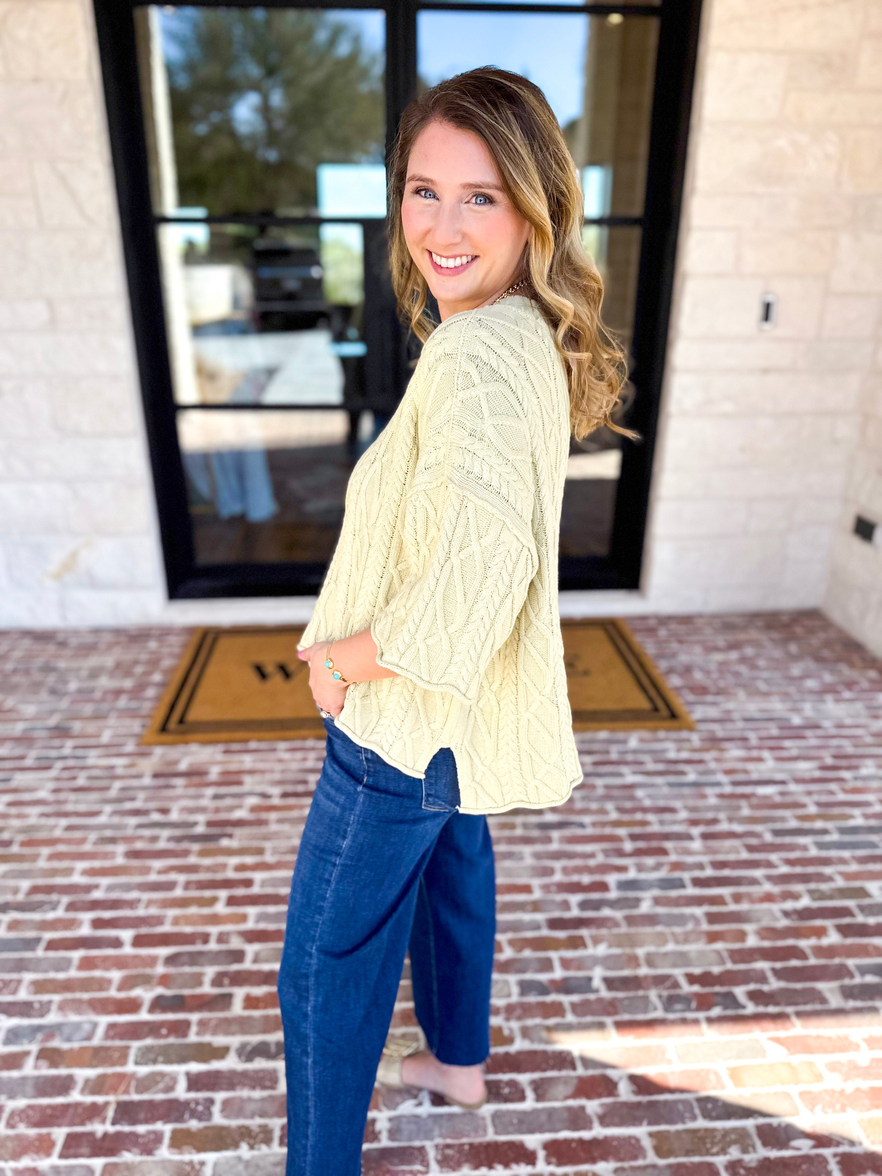 The Bailee Sweater Top - Kiwi-230 Sweaters/Cardis-RAE MODE-July & June Women's Fashion Boutique Located in San Antonio, Texas