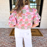 Floral Fun Blouse - Pink-200 Fashion Blouses-ENTRO-July & June Women's Fashion Boutique Located in San Antonio, Texas