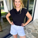 Current Air - Cowl Neck Blouse - Black-200 Fashion Blouses-CURRENT AIR CLOTHING-July & June Women's Fashion Boutique Located in San Antonio, Texas