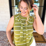 Chartreuse Knit Wrap Tank-230 Sweaters/Cardis-ENTRO-July & June Women's Fashion Boutique Located in San Antonio, Texas
