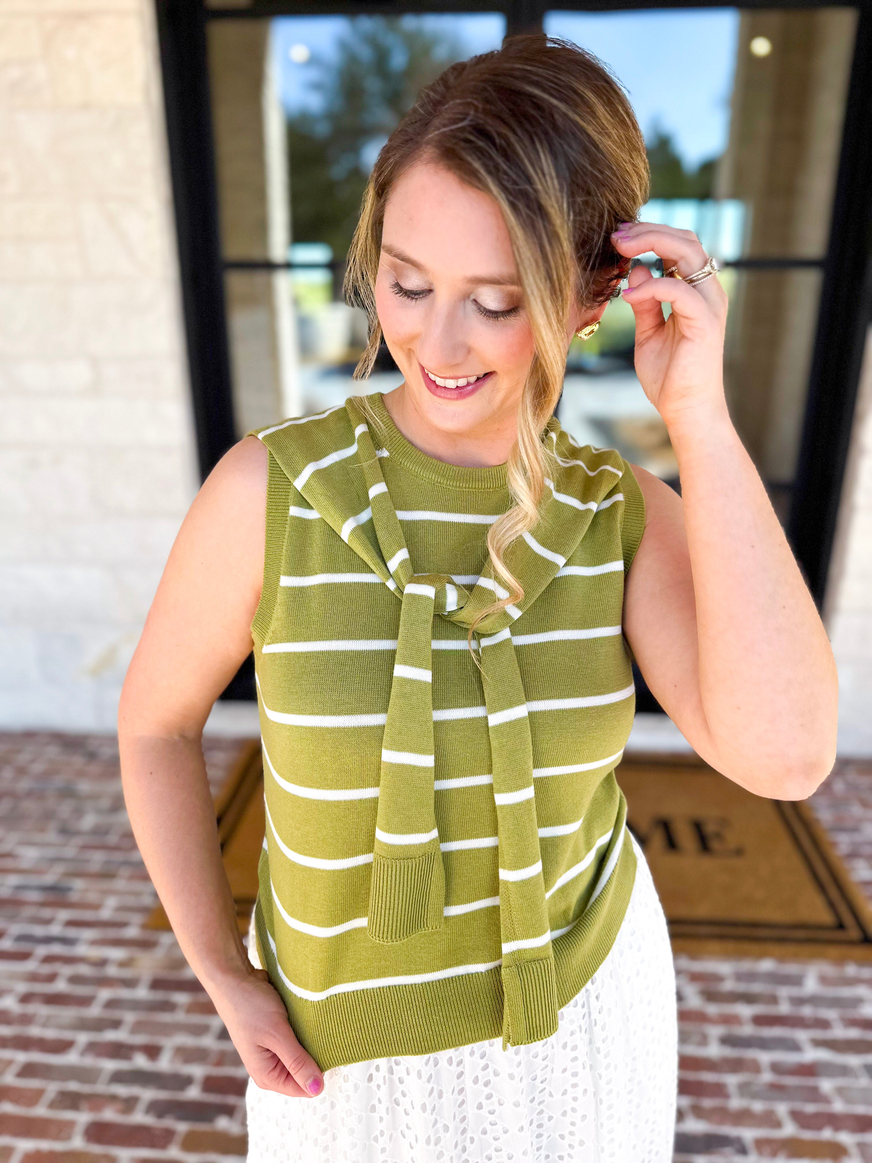 Chartreuse Knit Wrap Tank-230 Sweaters/Cardis-ENTRO-July & June Women's Fashion Boutique Located in San Antonio, Texas