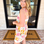 Cream & Floral Scalloped Mini Dress-510 Mini-FATE-July & June Women's Fashion Boutique Located in San Antonio, Texas