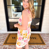 Cream & Floral Scalloped Mini Dress-510 Mini-FATE-July & June Women's Fashion Boutique Located in San Antonio, Texas