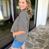 August Gingham Blouse - Black-200 Fashion Blouses-OLIVACEOUS-July & June Women's Fashion Boutique Located in San Antonio, Texas