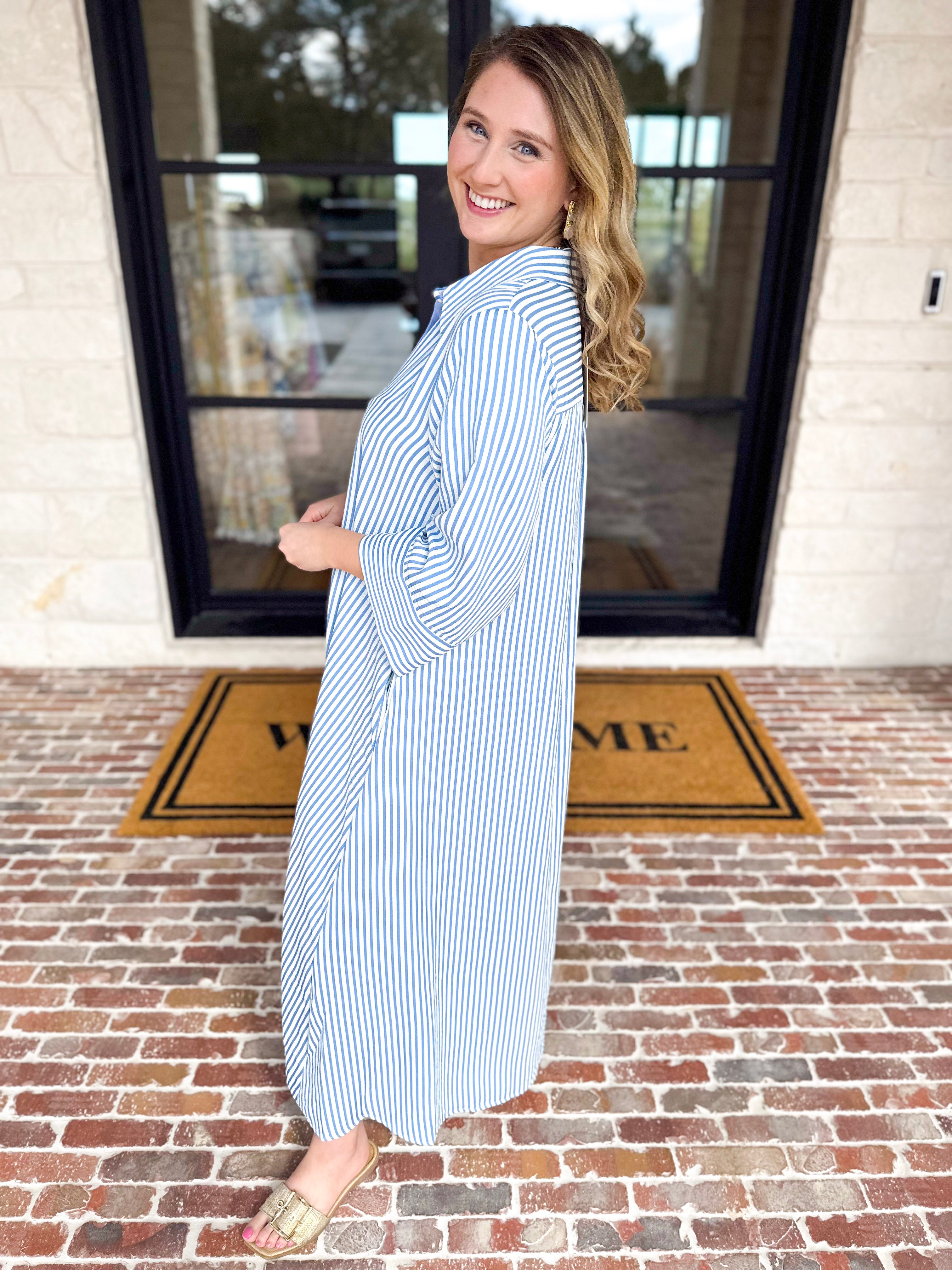 The Sunday Stroll Midi Dress - Blue-500 Midi-ENTRO-July & June Women's Fashion Boutique Located in San Antonio, Texas