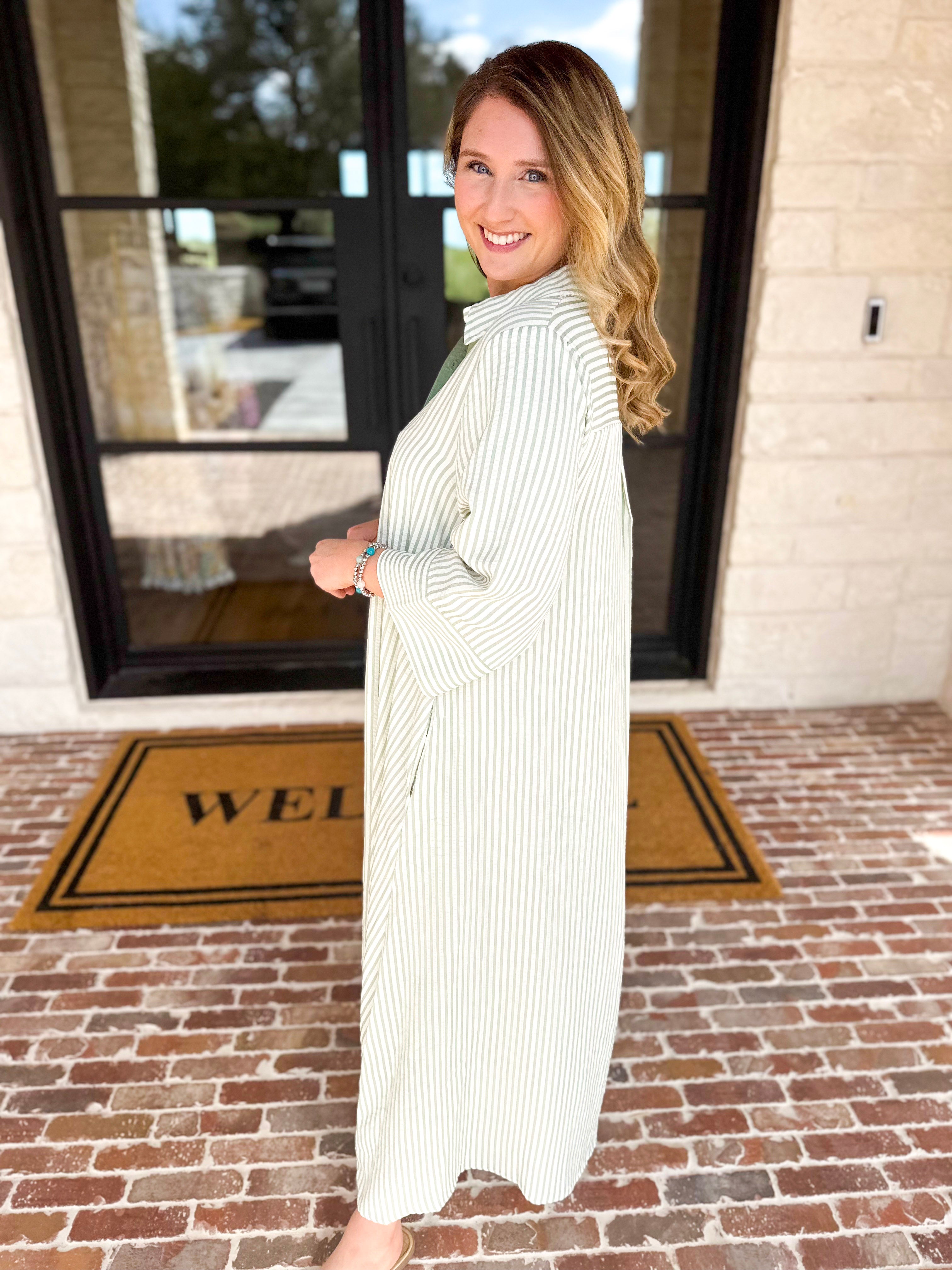 The Sunday Stroll Midi Dress - Sage-500 Midi-ENTRO-July & June Women's Fashion Boutique Located in San Antonio, Texas