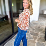 Verona Floral Blouse-200 Fashion Blouses-OLIVACEOUS-July & June Women's Fashion Boutique Located in San Antonio, Texas