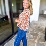 Verona Floral Blouse-200 Fashion Blouses-OLIVACEOUS-July & June Women's Fashion Boutique Located in San Antonio, Texas