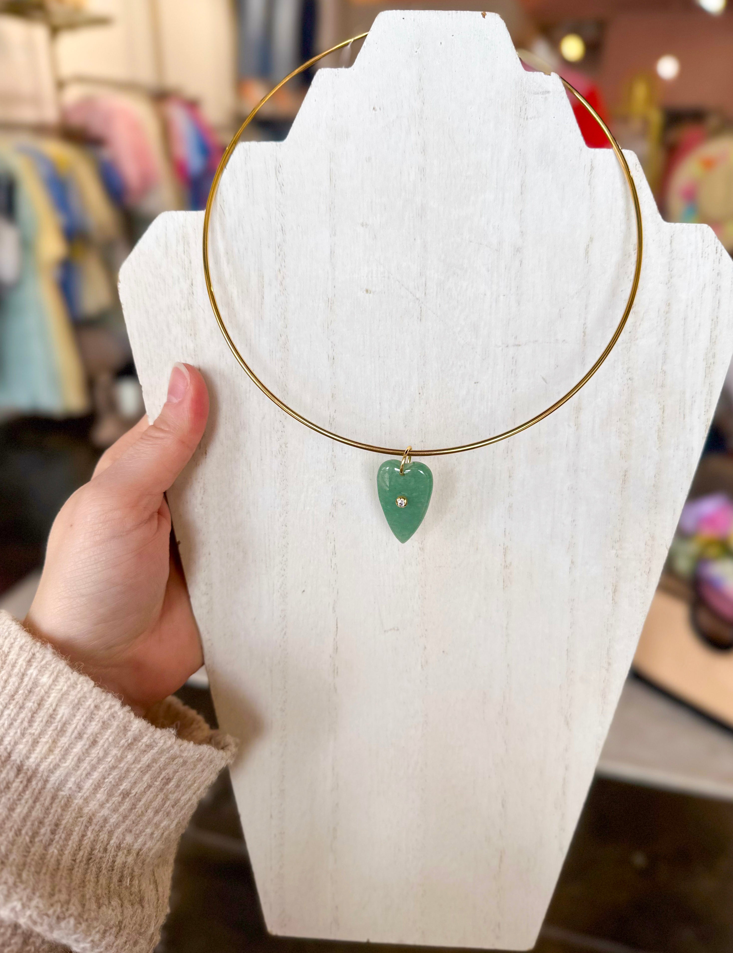 Heart Collar Necklace-130 ACCESSORIES-Hjane Jewels-July & June Women's Fashion Boutique Located in San Antonio, Texas