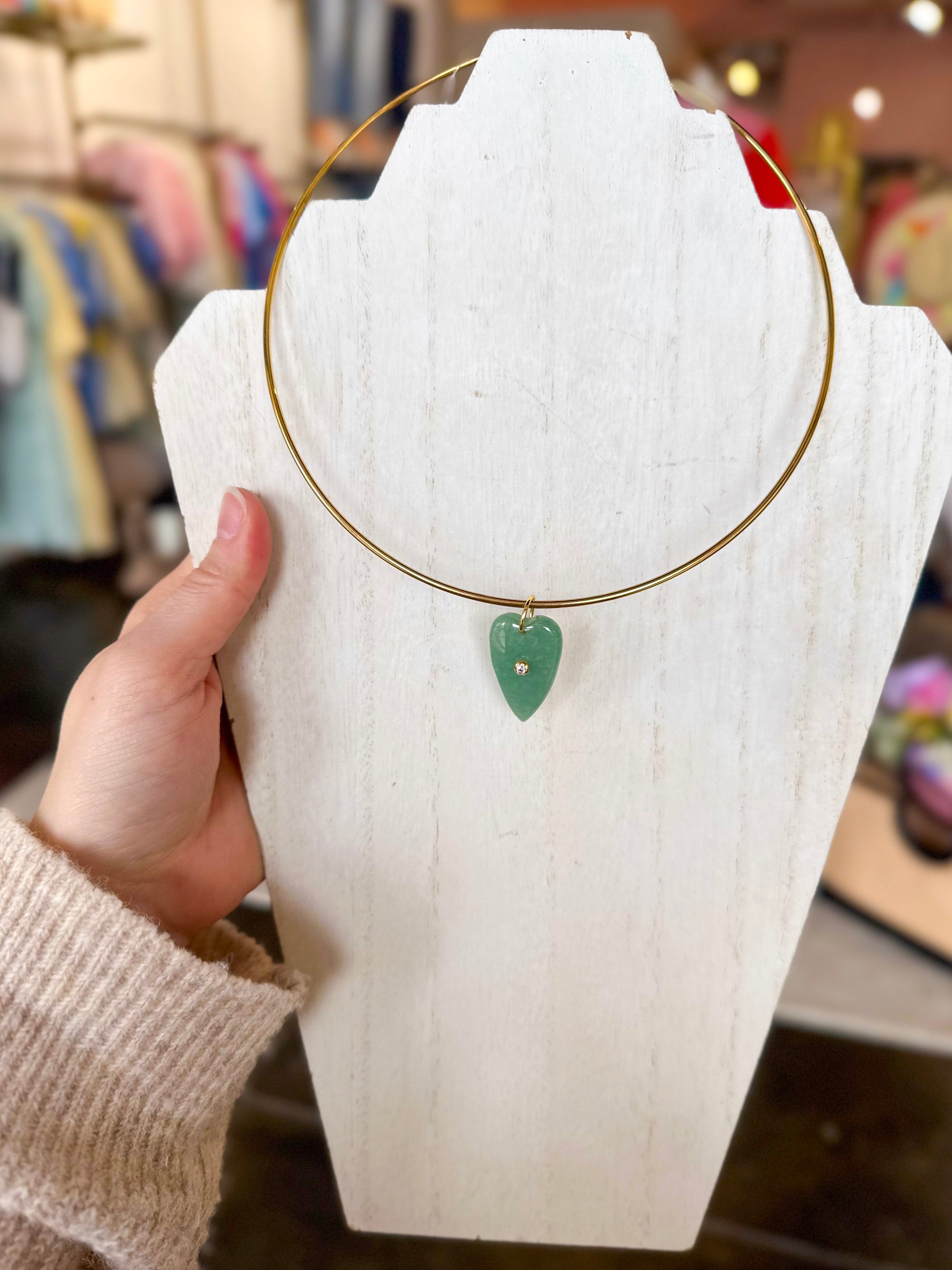 Heart Collar Necklace-130 ACCESSORIES-Hjane Jewels-July & June Women's Fashion Boutique Located in San Antonio, Texas