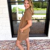 Polka Dot Athletic Mini Dress - Carmel-510 Mini-ENTRO-July & June Women's Fashion Boutique Located in San Antonio, Texas