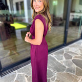Polished Pin-Tuck Midi Dress - Burgundy-500 Midi-ENTRO-July & June Women's Fashion Boutique Located in San Antonio, Texas