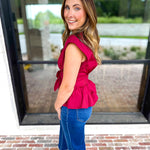 The Marlow Blouse - Maroon-200 Fashion Blouses-ENTRO-July & June Women's Fashion Boutique Located in San Antonio, Texas
