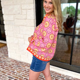 The Retro Pink Blouse-200 Fashion Blouses-FATE-July & June Women's Fashion Boutique Located in San Antonio, Texas