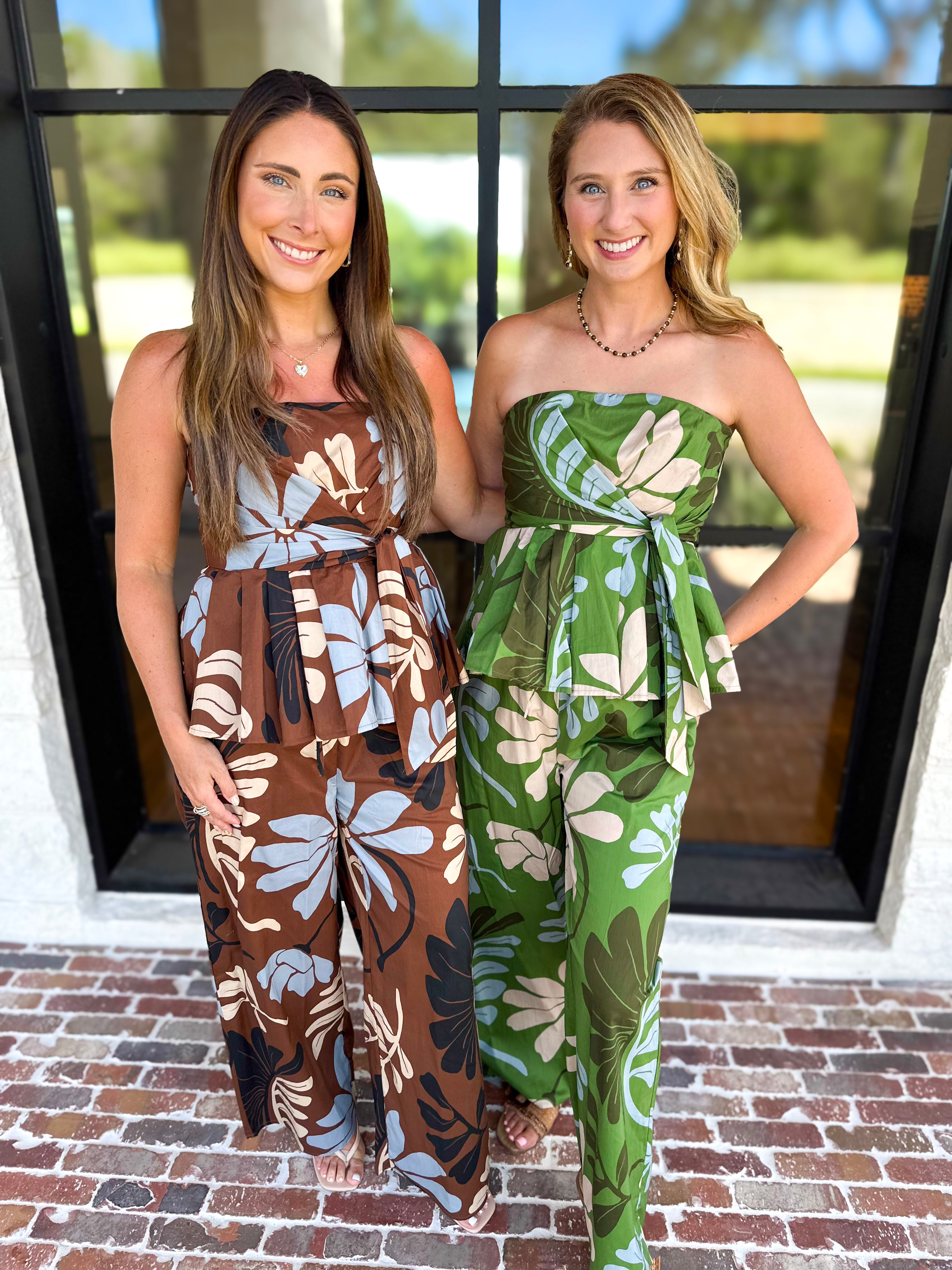 Sunset Floral Set - Brown-500 Midi-ENTRO-July & June Women's Fashion Boutique Located in San Antonio, Texas