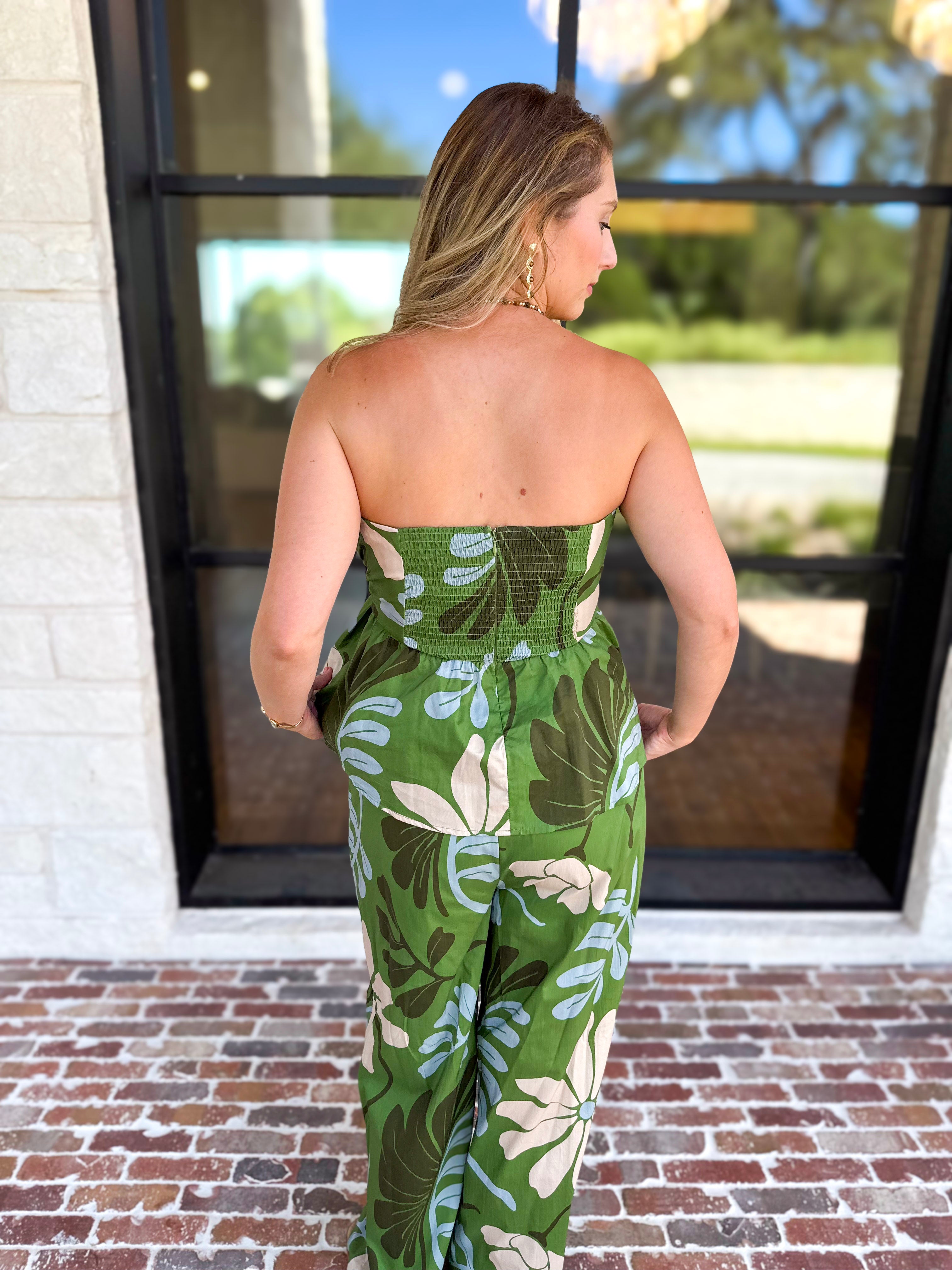 Sunset Floral Set - Matcha Green-500 Midi-ENTRO-July & June Women's Fashion Boutique Located in San Antonio, Texas