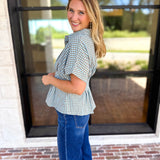 Living Life Gingham Top - Coco Sky-200 Fashion Blouses-ENTRO-July & June Women's Fashion Boutique Located in San Antonio, Texas