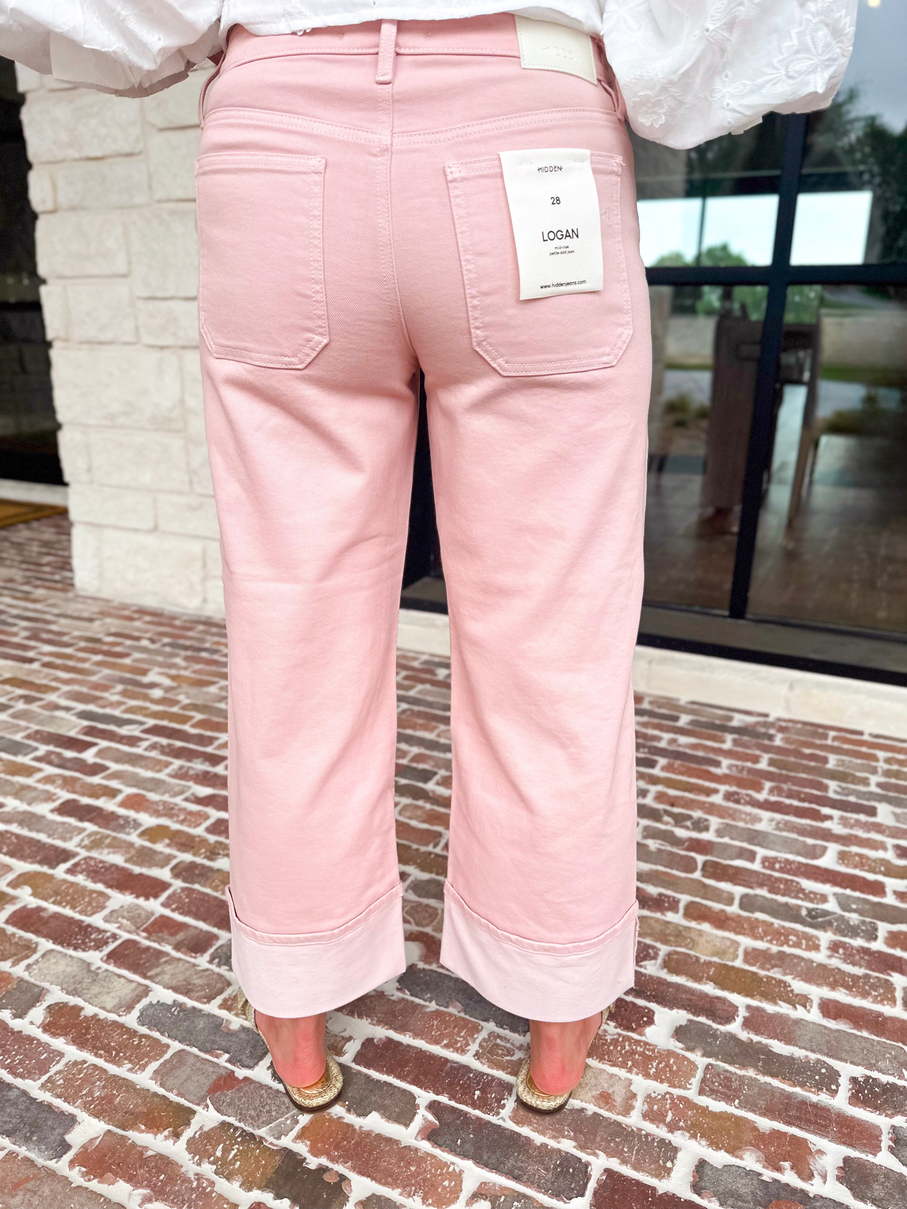 Hidden - Mid Rise Cuffed Blush Pink Jeans-400 Pants-HIDDEN JEANS-July & June Women's Fashion Boutique Located in San Antonio, Texas