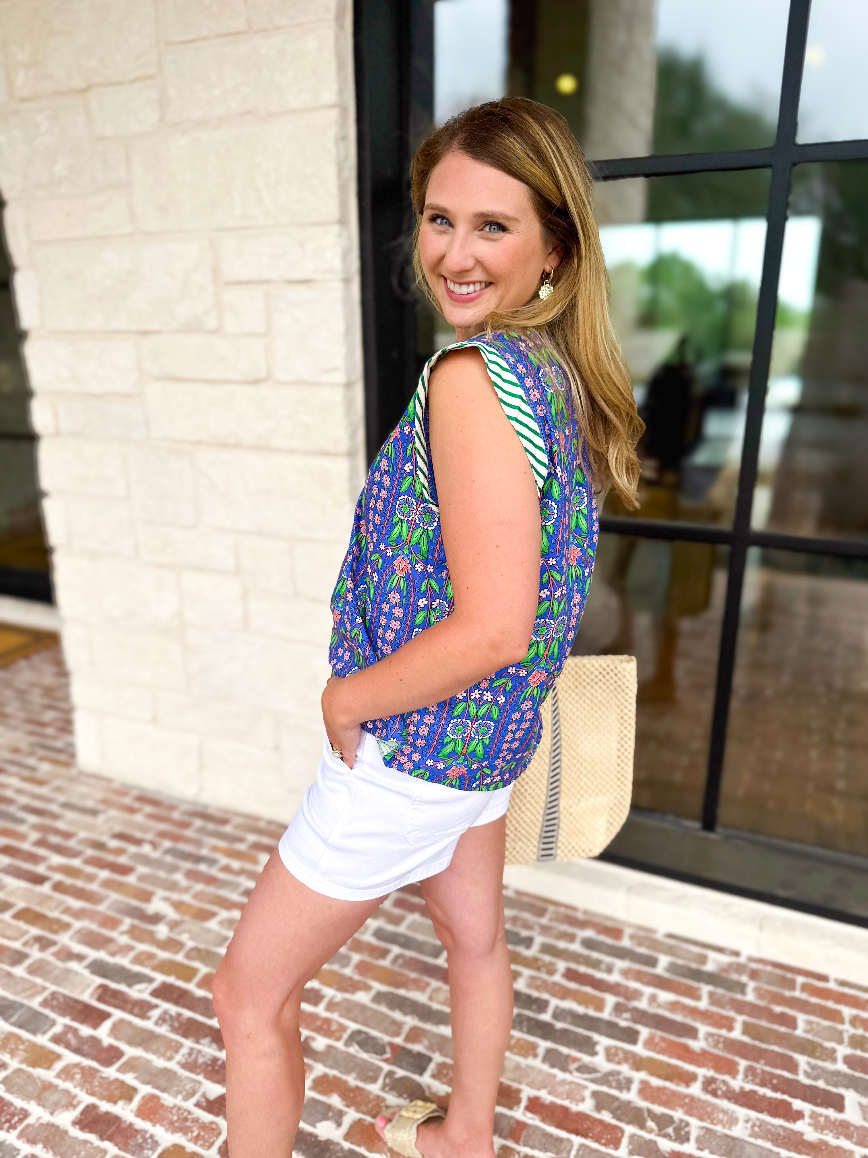 THML - Mixed Print Abstract Blouse-200 Fashion Blouses-THML-July & June Women's Fashion Boutique Located in San Antonio, Texas