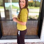 Posh Peplum Knit Blouse - Chartreuse-230 Sweaters/Cardis-SKIES ARE BLUE-July & June Women's Fashion Boutique Located in San Antonio, Texas
