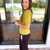 Posh Peplum Knit Blouse - Chartreuse-230 Sweaters/Cardis-SKIES ARE BLUE-July & June Women's Fashion Boutique Located in San Antonio, Texas