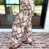 Fall Floral Denim Pants - Brown-400 Pants-ENTRO-July & June Women's Fashion Boutique Located in San Antonio, Texas