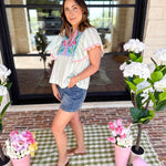 THML - Bright Floral Embroidered Blouse-200 Fashion Blouses-THML-July & June Women's Fashion Boutique Located in San Antonio, Texas