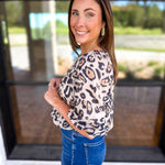 THML - Leopard Print Bubble Top-200 Fashion Blouses-THML-July & June Women's Fashion Boutique Located in San Antonio, Texas