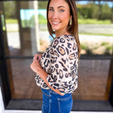 THML - Leopard Print Bubble Top-200 Fashion Blouses-THML-July & June Women's Fashion Boutique Located in San Antonio, Texas