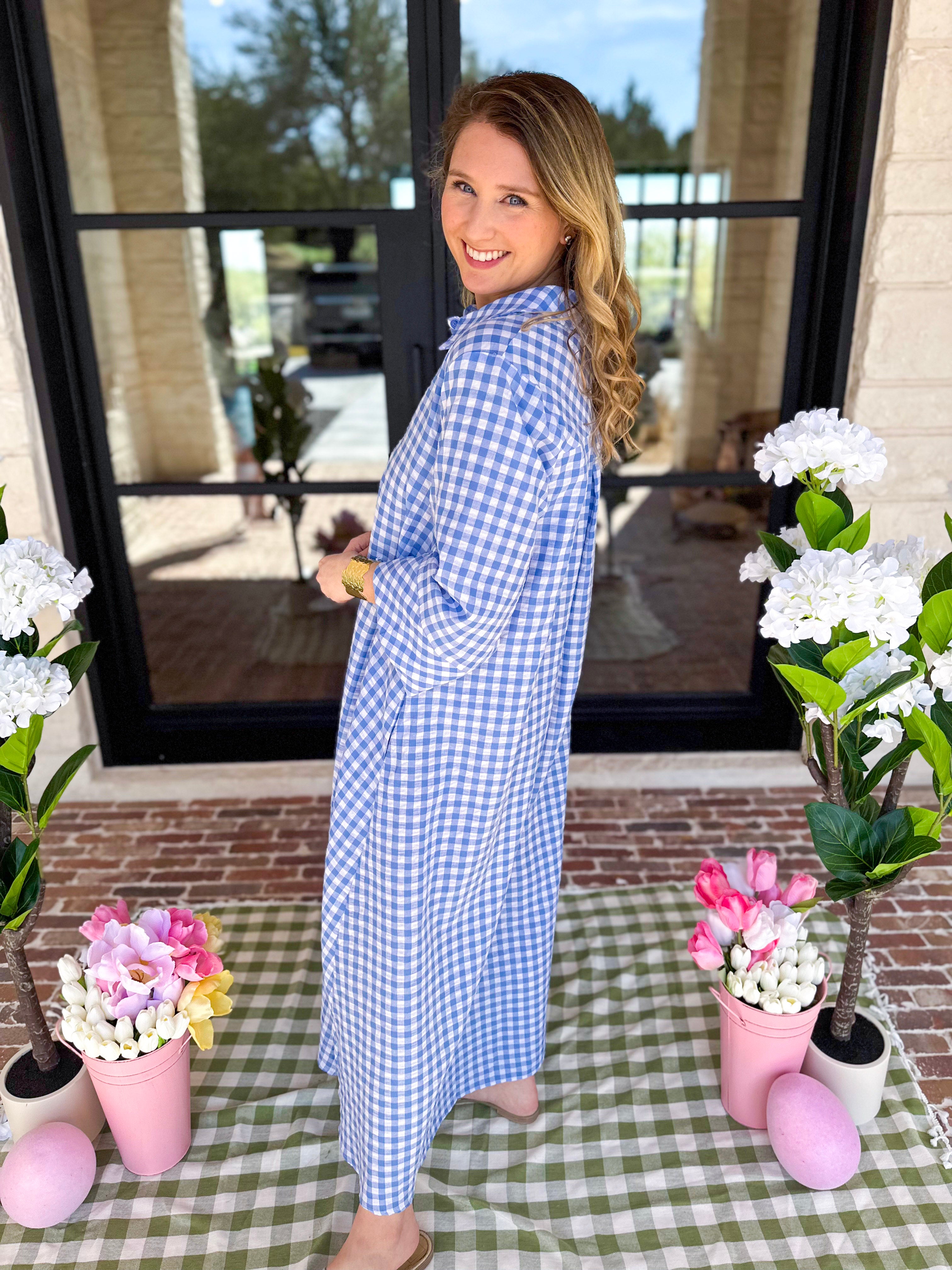 Spring Dreams Midi Dress - Blue-500 Midi-ENTRO-July & June Women's Fashion Boutique Located in San Antonio, Texas
