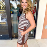 On The Go Striped Set - Brown-300 Athleisure/Lounge-ENTRO-July & June Women's Fashion Boutique Located in San Antonio, Texas