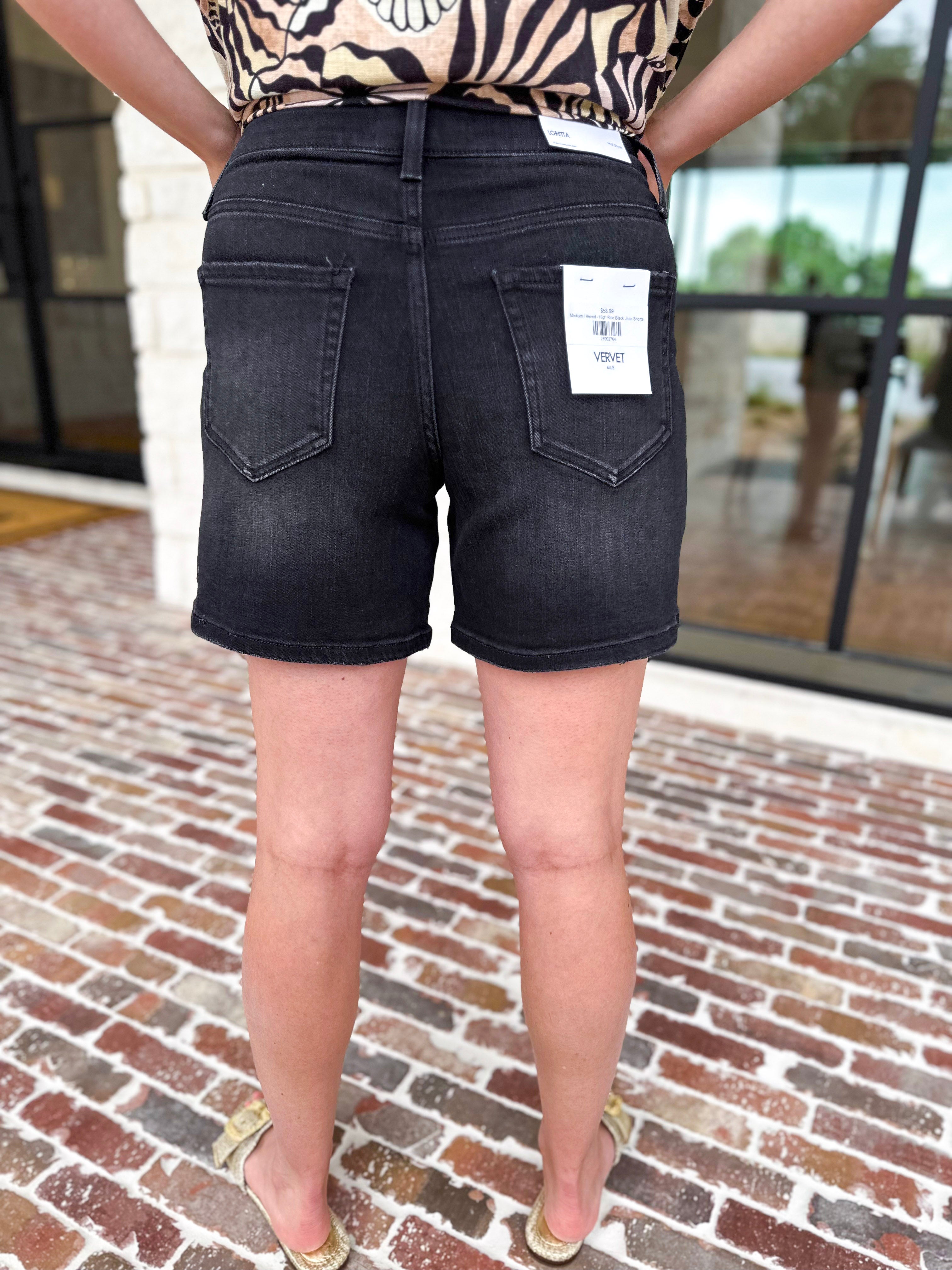 Vervet - High Rise Black Jean Shorts-410 Shorts/Skirts-VEVERT BY FLYING MONKEY-July & June Women's Fashion Boutique Located in San Antonio, Texas